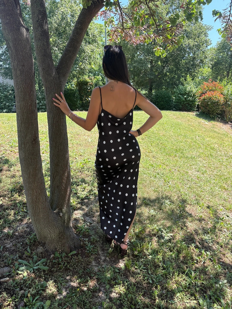 Robe longue à pois