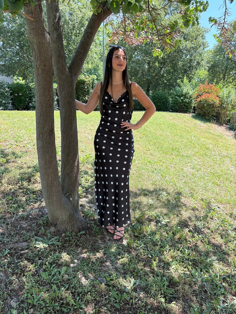 Robe longue à pois
