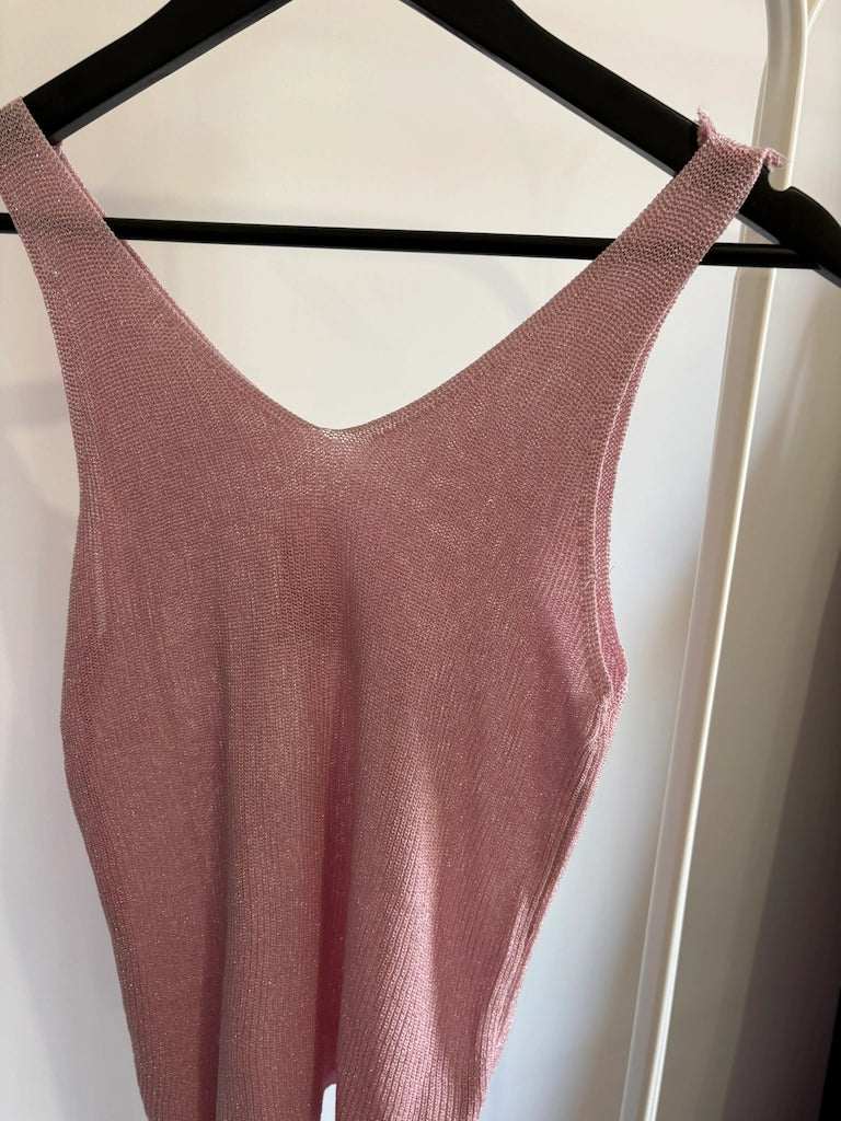 Top paillettes - rose pale