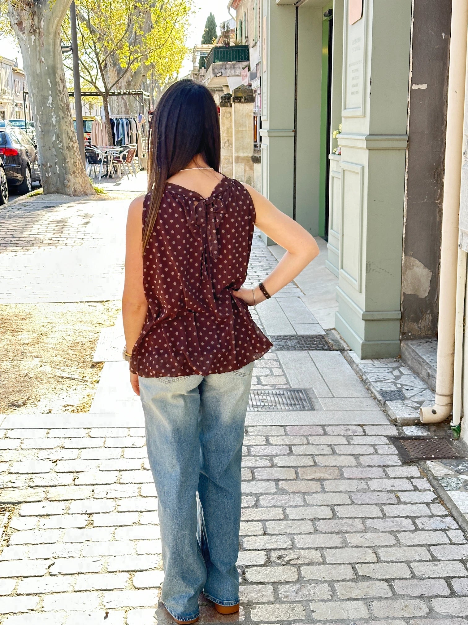 Blouse manche courte à pois