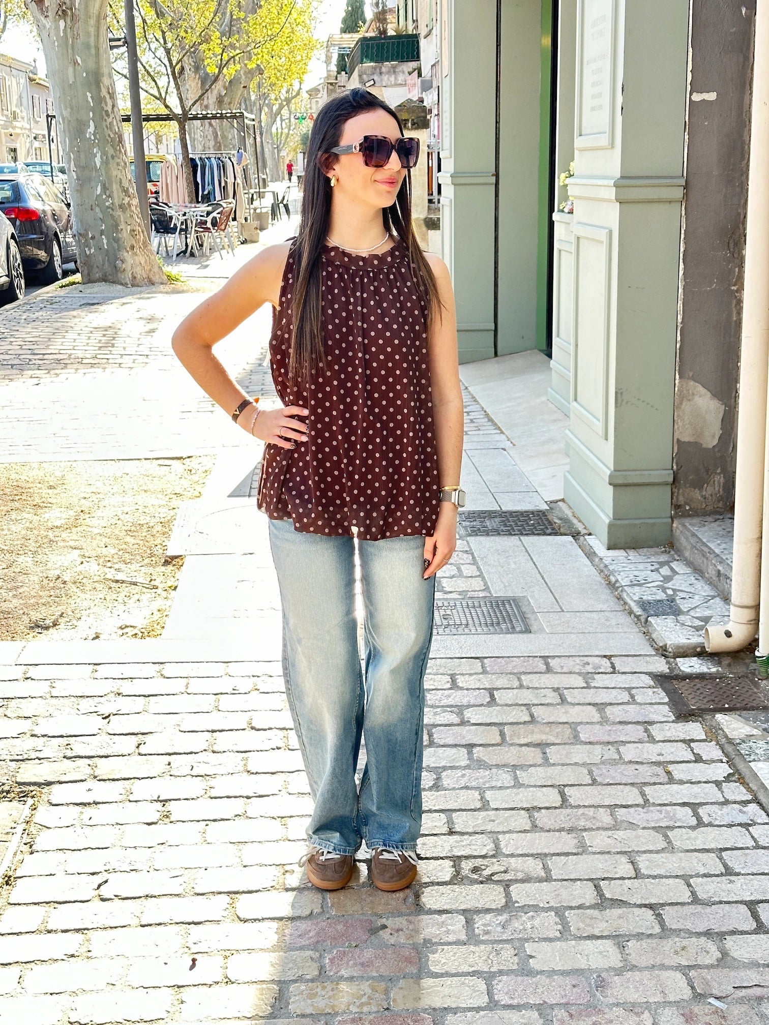 Blouse manche courte à pois