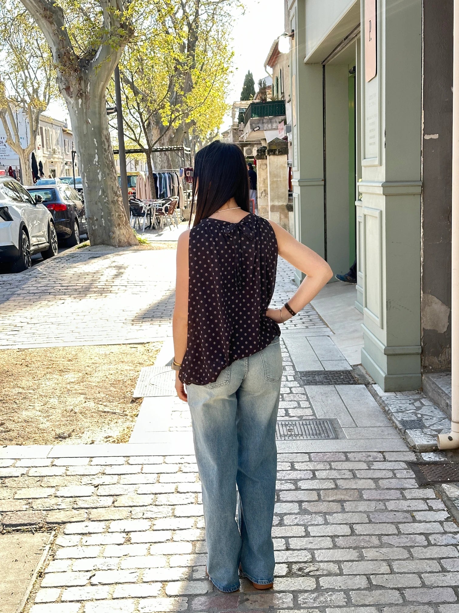 Blouse manche courte à pois